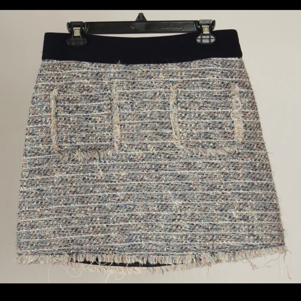 J. Crew Women’s Skirt 10 White Blue Striped A Line Tweed Lined